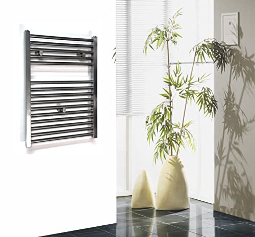BADHEIZKÖRPER Edelstahloptik Design Berlin 1 69x50 cm 387 Watt SZAGATO Heizkörper Bad Seitenanschluss Handtuchhalter vertikal Handtuchwärmer Handtuchtrockner Heizung Badezimmer Rohrheizkörper