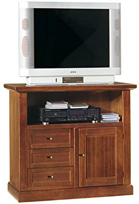 Mobile porta tv, stile classico, in legno massello e mdf con rifinitura in noce lucido - Mis. 84 x 40 x 80