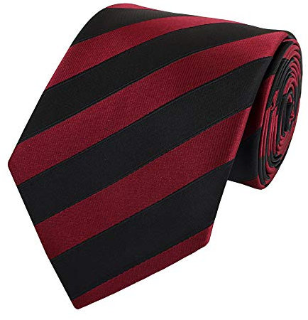 Fabio Farini - Herren gestreifte Krawatte in 8cm Breite, Schlips klassisch Robuste Pflegeleichte Mikrofaser für alle Anlässe wie Hochzeit, Beerdigung, Konfirmation oder Business Dunkelrot Schwarz