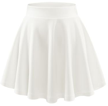 DRESSTELLS Damen Basic Solide Vielseitige Dehnbar Informell Mini Glocken Rock Weiß White M