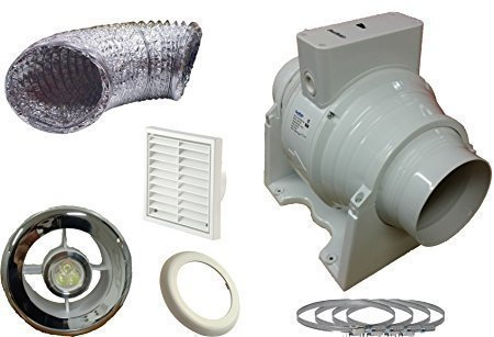 SMF100T 220 m3/h 61 l/s Timer Inline Extractor Shower Light LED 3w Extractor Fan Shower Kit 4 100mm
