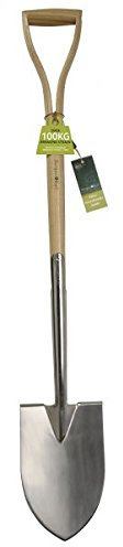 Burgon & Ball RHS Stainless Steel Large Ground Breaker Garden Spade, 111 cm Length, Silver