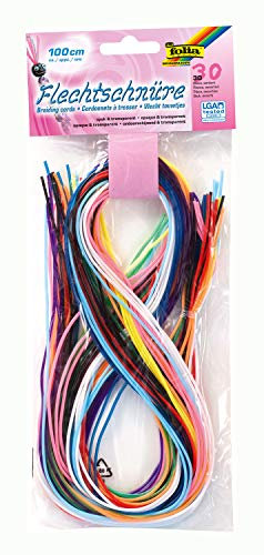 folia 731030 - Flechtschnüre, opak/transparent, 30 Stück sortiert in 10 verschiedenen Farben - ideal zum Flechten von Armbändern, Schlüsselanhängern, usw.