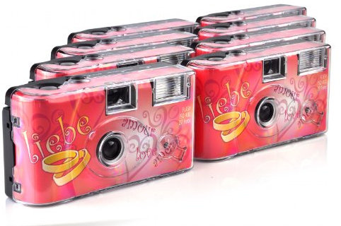 TopShot Lot de 8 appareils Photo jetables Love Hearts pour 27 Photos avec Flash