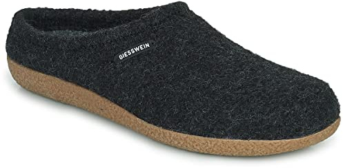 GIESSWEIN Hausschuh Veitsch - In-/Outdoor Filzpantoffeln für Männer & Frauen, Leder Fußbetteinlagen, Warmer Unisex Hausschuh, Robuste Pantoletten, rutschfeste Woll-Hausschuhe,Grau 029 Anthrazit,43 EU