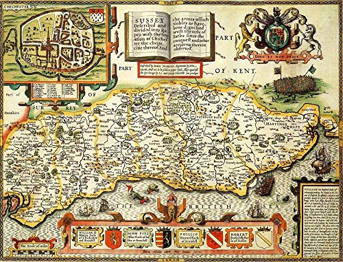 All Jigsaw Puzzles SUSS1 Sussex Historische Karte 1000 Teile Puzzle (1610) Kostenloser Druck