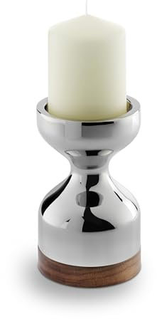 Robert Welch Limbrey Candlestick, Medium. Made from Stainless Steel, with a Walnut Base.
