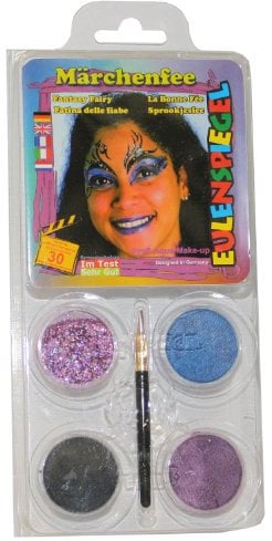 Eulenspiegel 204313 - Motiv-Set Märchenfee, 3 Farben,1 Glitzer, 1 Pinsel, 1 Anleitung, für ca. 30 Masken, Karneval, Motto-Party
