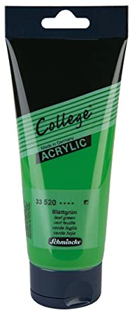Schmincke - College Acrylic, Blattgrün in 200 ml-Tube, 33520014, Acrylfarbe mit Künstler-Pigmenten in hoher Konzentration, deckend und lasierend, lichtecht, seidenmatt