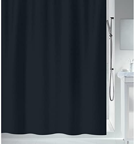 Spirella Anti-Schimmel Duschvorhang - Anti-Bakteriell, waschbar, wasserdicht - Polyester, „Primo “ 240x180cm Schwarz