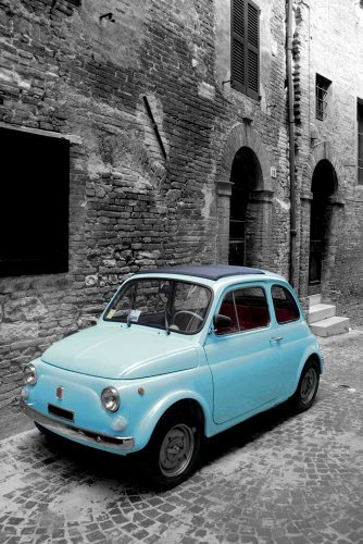 empireposter Italy - Italien - Fiat 500 Vintage Fahrzeuge Autos Klassiker Poster Plakat Druck - Grösse cm + 1 Packung Powerstrips® - Inhalt 20 Stück