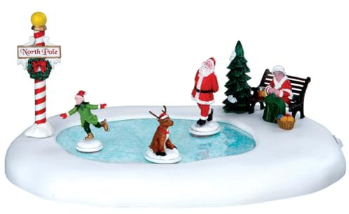 Lemax - North Pole Ice Follies - Breite 28,5cm - Animierte Weihnachtsfiguren auf EIS - Batteriebetrieben - Weihnachtswelt Zubehör