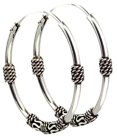 Bali Creolen aus 925 Sterling Silber Durchmesser 3cm