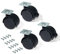 Emuca - Ruedas para muebles, kit de 4 ruedas giratorias gemelas negras con placa de montaje, Ø 50mm, Emuca