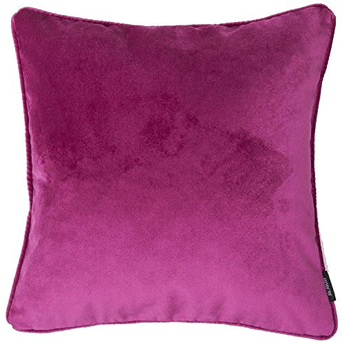 McAlister Textiles Matter Samt | Kissenbezug für Sofakissen in Fuchsia Pink | 60 x 60cm | erhältlich in 25 Farben | griffester Samt edel paspeliert | Kissenhülle für Samtkissen