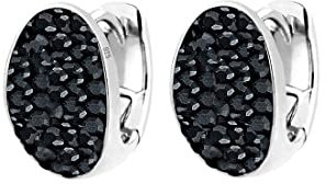 Elli Ohrringe Damen Creolen Black mit Kristalle in 925 Sterling Silber