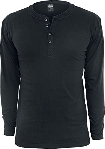 Urban Classics Herren Basic Henley L/S Tee Sweatshirt, Schwarz (Black 7), XL