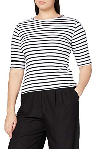 Armor Lux Damen T-Shirt , Blanc (Bi9 Blanc/Rich Navy), 38 EU, Herstellungsgröße: 1