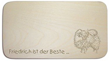 Frühstücksbrettchen « Zwergspitz » mit persönlicher Wunschgravur - Brett Frühstücksbrett Frühstück Schneidebrett - Hund Pommersche Pom Pomeranian