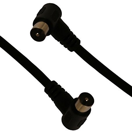 1.5m Black TV Aerial Coax Cable by Auline® Male Coax Plug Right Angle 90 Degree Angled