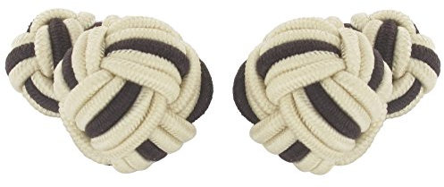 TEROON Manschettenknöpfe Seidenknoten beige-dunkelbraun