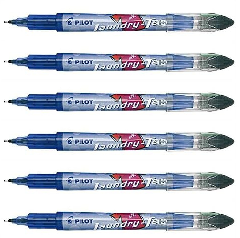 Pilot Laundry-Tec Fabric Marking Needle Point Pens Pack of 6Black