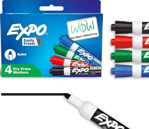 Expo Low Odor Dry Erase Markers Bullet Tip Assorted Colors 4 Count