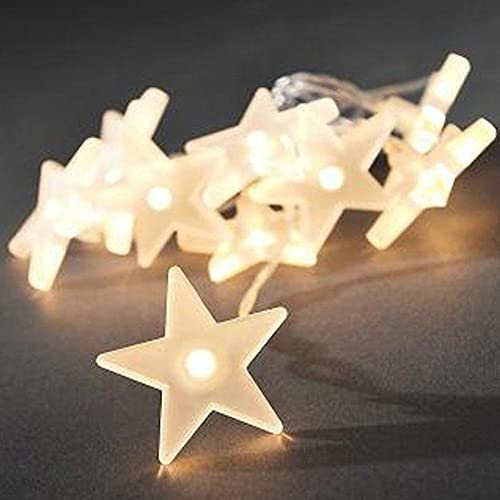 Konstsmide LED Dekolichterkette, gefrostete Sterne, 10 warm weiße Dioden, batteriebetrieben, Innen, 3 x AA 1.5V (exkl.) - 1405-133