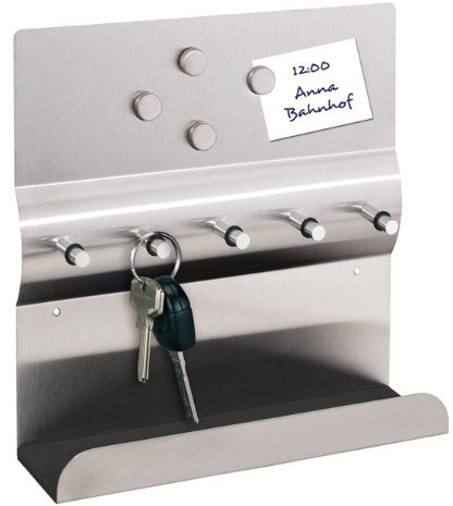 Import Edelstahl Magnettafel Memoboard Memobord Schlüsselbrett Schlüsselleiste + Ablage