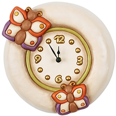 Thun Deko Haus Wanduhr große Country, Keramik, Mehrfarbig, 27.8 x 26.2 x 8.5 cm