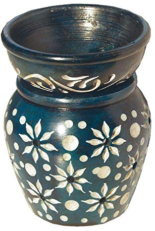 Aromalampe Blume Speckstein türkis 6x9cm