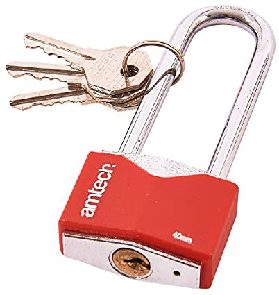 Am-Tech Quality Cadenas d'extérieur ultra résistant Construction rhombique en fer chromé Corps 40 mm - Anse longue