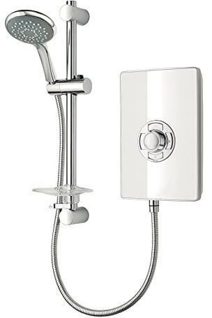 Triton Showers Collection 2 | Shower Electric | 9.5 KW | Triton Aspirante I White Gloss I Electrical Showers | with Showerhead and Anti Twist Hose | Best Electric Shower Units for Bathrooms