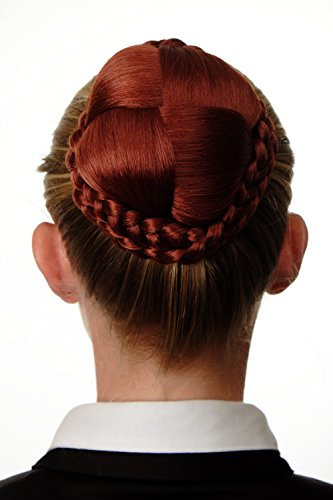 WIG ME UP - N796-350 Dutt Haarteil aufwendig geflochten Haarknoten Tracht Steck-Kamm Rot Kupferrot