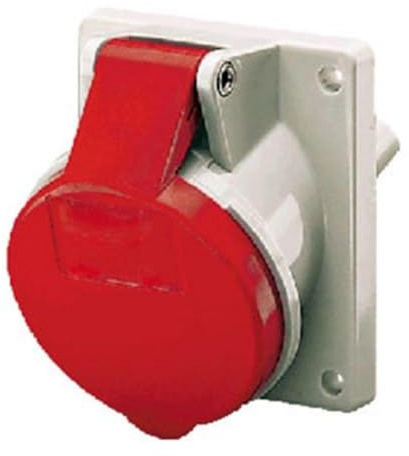 Mennekes (Unternehmen) 1473 20 Grad Winkel-Panel Mounted, IP 44 Schutz, 6 Stunden Earth Position, 5 Pole, 16 A, 400 V, Rot