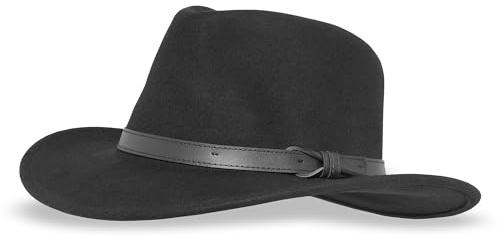Sunday Afternoons Montana Hut Herren Wollfilz Fedora Cowboyhut UPF 50+ Sonnenschutz 7,6 cm Western-Stil Krempe Lederhutband schmutzabweisend Raven Large