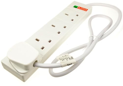 kenable Surge Protected 4 Gang Way Mains Extension Socket UK 13A White 1m [1 metres]