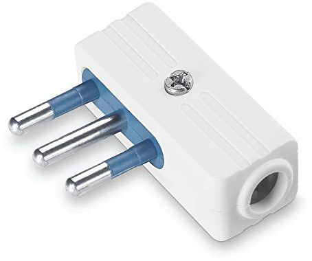 Poly Pool PP0410X Spina Mobile Salvaspazio 10A 2P + T Uscita Cavo a 90° con Fermacavo Bianco