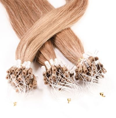 hair2heart Microring Extensions Echthaar glatt 8/01 Hellblond Natur-Asch - 25 Strähnen 0.5g 50cm, Echthaar Extensions für dauerhafte Haarverlängerung