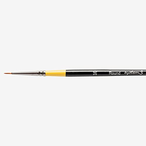 Daler-Rowney System3 Acrylic Brush, Synthetic Hair, Short Handle, Round, 3/0