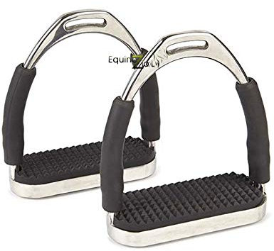 2PC Flex Stainless Steel English Saddle Stirrups with High Strength Iron Stirrups&Anti-Slip Rubber Pad,Safety Horse Riding Stirrup,Design for Knee&Ankle Pain Relief,Reduces Stress&Fatigue(4 1/2 Inch)