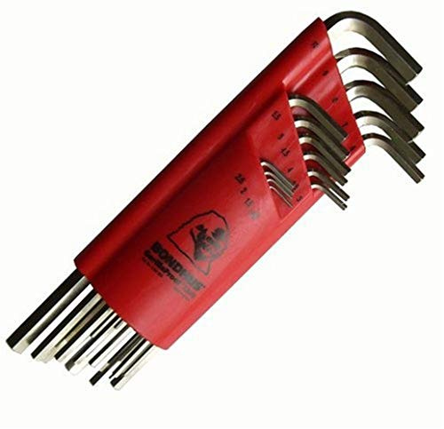 Bondhus 17195 Set of 15 Hex L-wrenches with BriteGuard Finish, Extra Long Length, sizes 1.27-10mm
