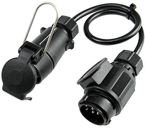as - Schwabe Anhänger Verlängerungskabel - 13-polig Stecker zu 7-polig Steckdose - 0,6 m H05VV-F 7x1,0 - Für Camping, Caravan, Wohnwagen & Wohnmobil - mit Klappdeckel - 12V DC - IP44 wetterfest, 60467