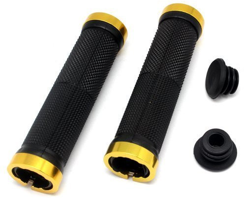Accessotech Doppel Verschluss Sperrung Lenker Griffe Rad Fahrrad MTB Mountain Bike BMX Sport - Gold