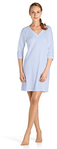 HANRO Damen Nachthemd 3/4 Arm 90 cm Pure Essence (0511 blue glow), Gr. XS