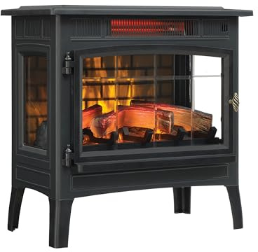 duraflame Freestanding Electric Fireplace Stove Heater with 3D Flame Effect for 1,000 Sq. Ft. Room, Black