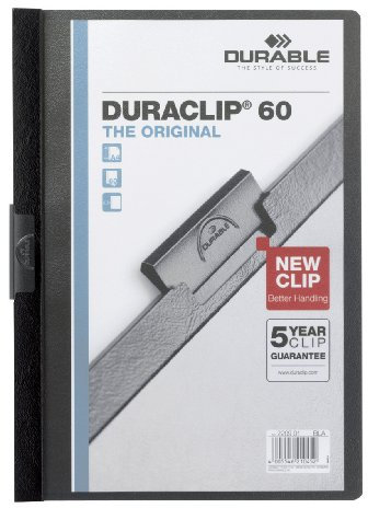 Durable Klemm-Mappe Duraclip Original 60 (für 1-60 Blatt A4), 25 Stück, schwarz, 220901