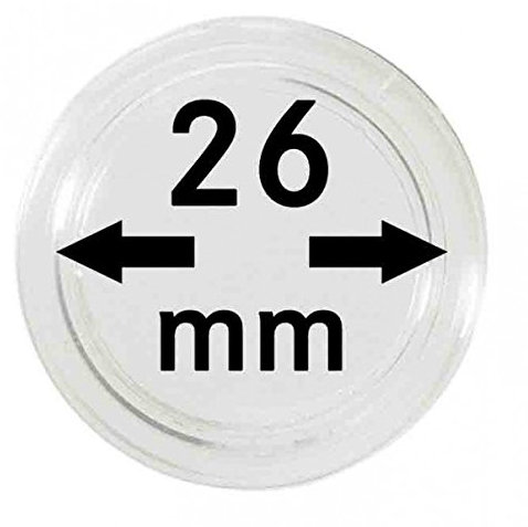 LINDNER Das Original Capsules Monnaies Ø intérieur 26 mm, Paquet de 10, par ex. pour Monnaies 2 Euro