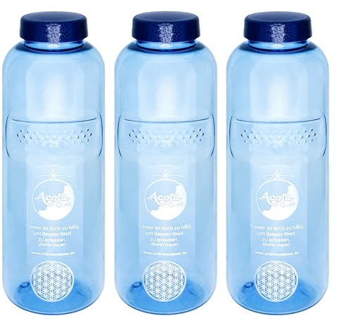 Tritan Trinkflaschen 0,75 Acala Sparset mit Blume des Lebens 3er Pack