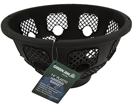Green Jem 14-Inch Plastic Hanging Basket - Black